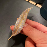 Feather Pin CZ Brooch Corsage Fine Jewelry