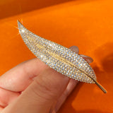 Feather Pin CZ Brooch Corsage Fine Jewelry
