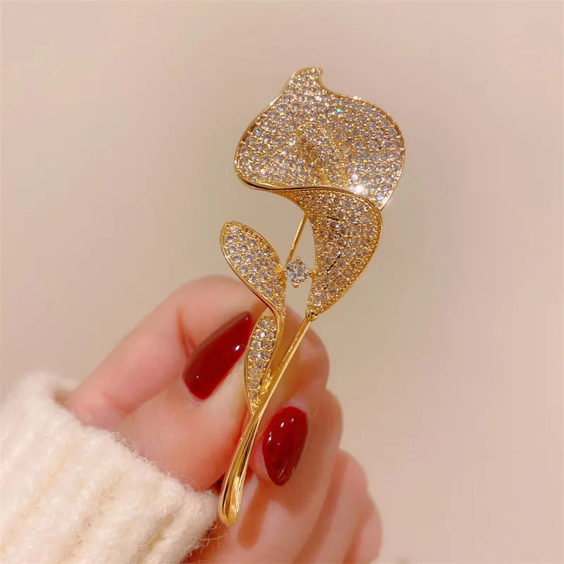 High Tulips Cardigan Shawl Brooch Pin Fine Jewelry