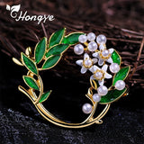 Shell Pearl Brooch 24k Flower Bouquet Bridal Wedding Jewelry Gift