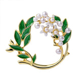 Shell Pearl Brooch 24k Flower Bouquet Bridal Wedding Jewelry Gift