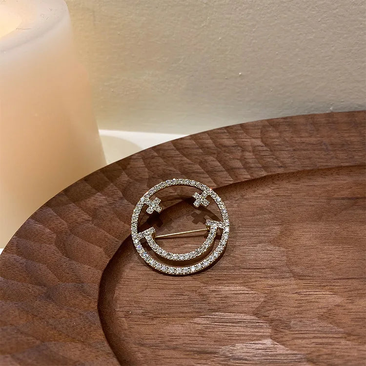 Zircon Smiling Face Brooch for Women