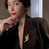 Western Pearls Rhinestone Brooch Pin for Women
