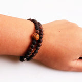 Brown 6mm Stone Bead Bracelet Men Stretch Bracelet Strand Bracelets