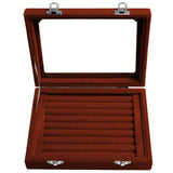 Brown 7 Slots Velvet Display Case Box Earring Ring Organizer Jewelry