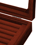 Brown 7 Slots Velvet Display Case Box Earring Ring Organizer Jewelry