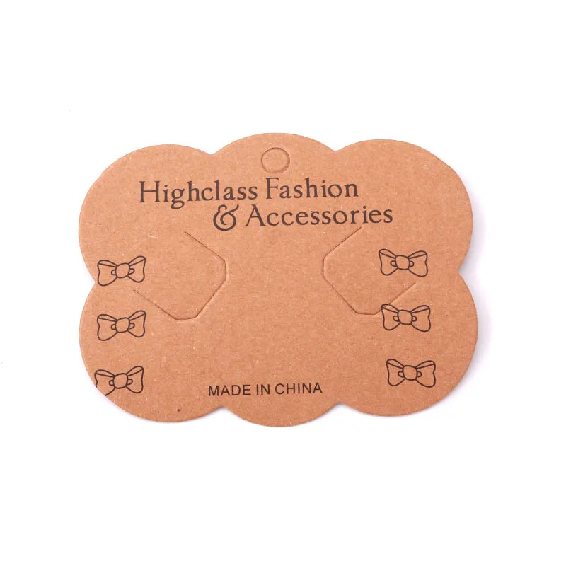 Brown Bow Paper Headwear Hair Clip Card Display Packaging 200PCS