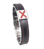 Brown Burgundy Cross Leather Bracelet
