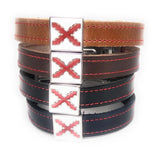 Brown Burgundy Cross Leather Bracelet