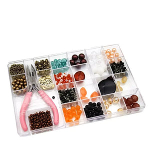 Brown Plastic Beads Kit With Pliers for Adult Jewelry Making