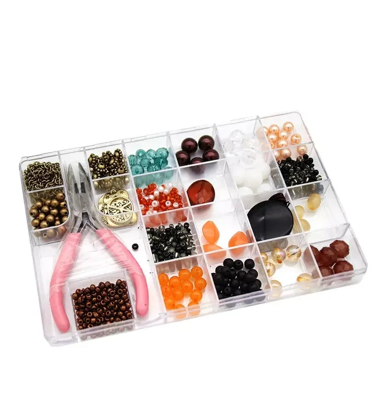 Brown Plastic Beads Kit With Pliers for Adult Jewelry Making