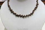 Brown Freshwater Pearl Necklace Small Rice 6X9mm 16INCH