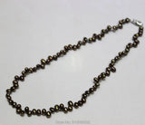 Brown Freshwater Pearl Necklace Small Rice 6X9mm 16INCH