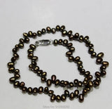 Brown Freshwater Pearl Necklace Small Rice 6X9mm 16INCH