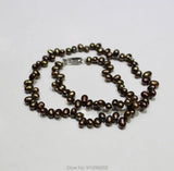 Brown Freshwater Pearl Necklace Small Rice 6X9mm 16INCH