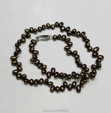 Brown Freshwater Pearl Necklace Small Rice 6X9mm 16INCH