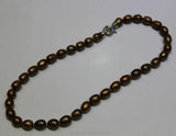 Brown Freshwater Pearl Necklace 9X11mm 17INCH