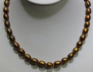 Brown Freshwater Pearl Necklace 9X11mm 17INCH