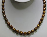 Brown Freshwater Pearl Necklace 9X11mm 17INCH