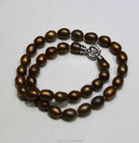 Brown Freshwater Pearl Necklace 9X11mm 17INCH
