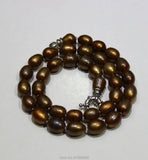 Brown Freshwater Pearl Necklace 9X11mm 17INCH