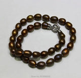 Brown Freshwater Pearl Necklace 9X11mm 17INCH