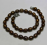 Brown Freshwater Pearl Necklace 9X11mm 17INCH