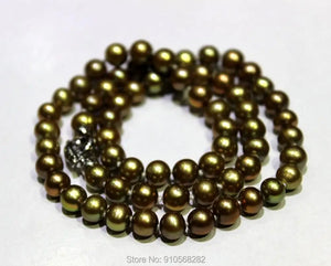Brown-Green Freshwater Pearl Necklace 6-6.5mm 18INCH