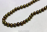 Brown-Green Freshwater Pearl Necklace 6-6.5mm 18INCH