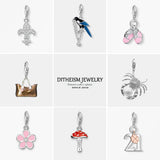 Brown Handbag Charms Pendant 925 Sterling Silver Women Girls Gift