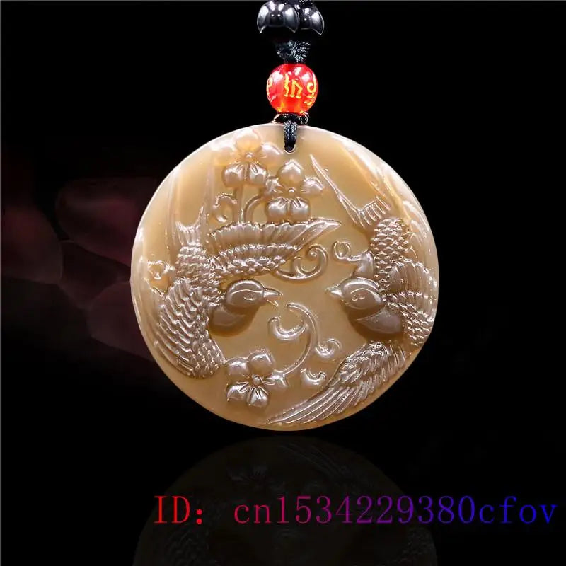 Brown Jade Bird Pendant Women Jewelry for Jadeite Chinese Natural Charm Amulet