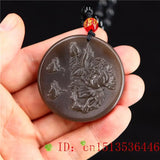 Brown Jade Butterfly Pendant Charm Flower Amulet Natural Carved Women Chinese