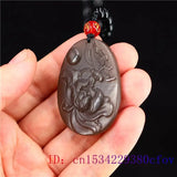 Brown Jade Butterfly Pendant Flower Chinese Women Amulet Necklace