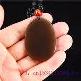 Brown Jade Butterfly Pendant Flower Chinese Women Amulet Necklace