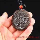 Brown Jade Dragon Phoenix Pendant Amulet Necklace Charm