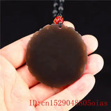 Brown Jade Dragon Phoenix Pendant Amulet Necklace Charm