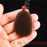 Brown Jade Rose Pendant Amulet Jadeite Chinese Charm Natural Necklace