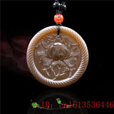 Brown Jade Rose Pendant Carved Flower Amulet Women Jadeite Charm for Necklace