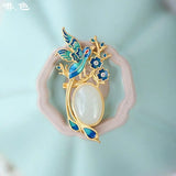 Hetian Jade Egg Surface Water Drop Wedding Brow Cloisonne Pendant