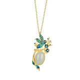 Hetian Jade Egg Surface Water Drop Wedding Brow Cloisonne Pendant