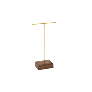 Golden T/L Bar Walnut Wood Earrings Display Stand