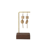 Golden T/L Bar Walnut Wood Earrings Display Stand
