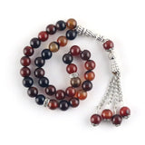 Muslim Agate Bracelet 8mm 33 Beads Brown Stone Tasbih La Prayer Rosary