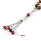 Muslim Agate Bracelet 8mm 33 Beads Brown Stone Tasbih La Prayer Rosary