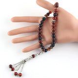 Muslim Agate Bracelet 8mm 33 Beads Brown Stone Tasbih La Prayer Rosary