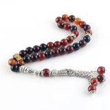 Muslim Agate Bracelet 8mm 33 Beads Brown Stone Tasbih La Prayer Rosary