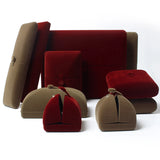 Brown Velvet Covered Button Jewelry Set Box for Women