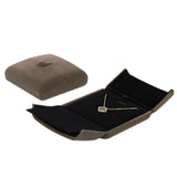 Brown Velvet Jewelry Storage Box Double Opening Snap Button Ring Display Box