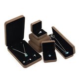 Brown Velvet Jewelry Storage Box for Rings Necklaces Bracelets