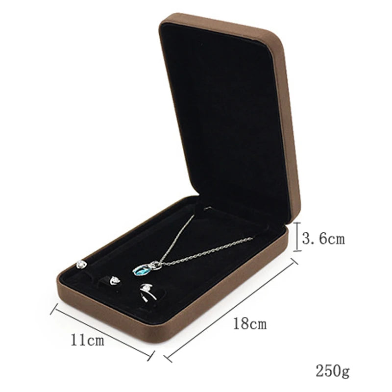 Brown Velvet Jewelry Storage Box for Rings Necklaces Bracelets